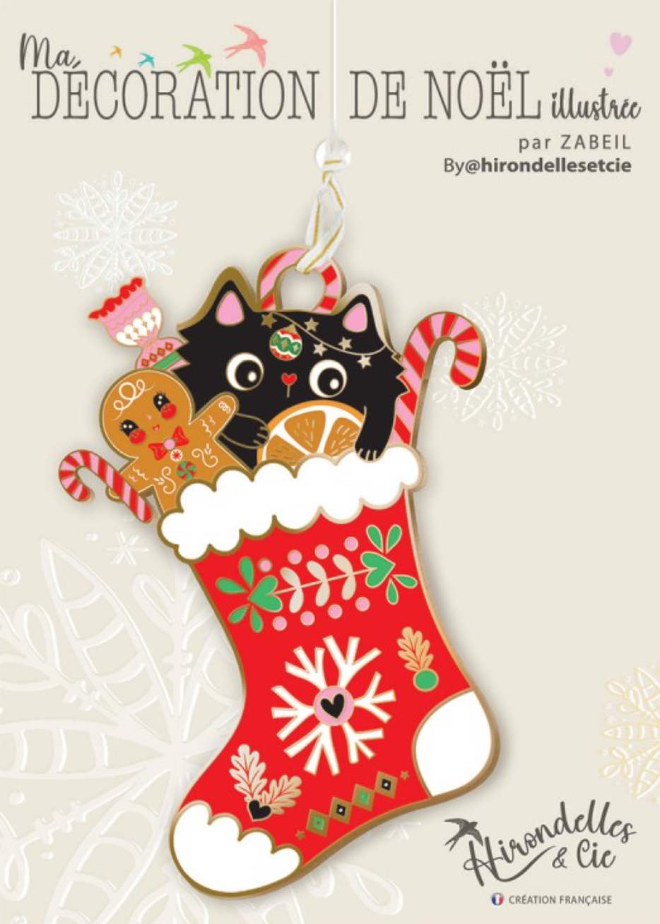 Décoration de Noël à suspendre (10 cm) - Noël Funky (chat chaussette)