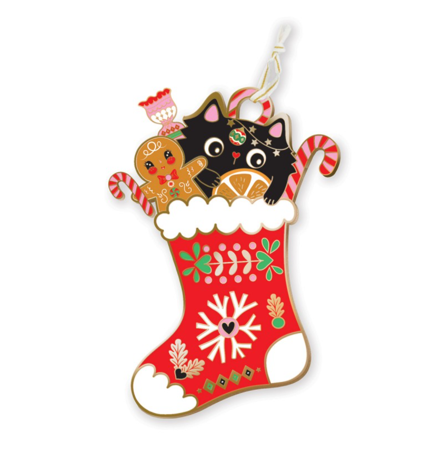 Décoration de Noël à suspendre (10 cm) - Noël Funky (chat chaussette)