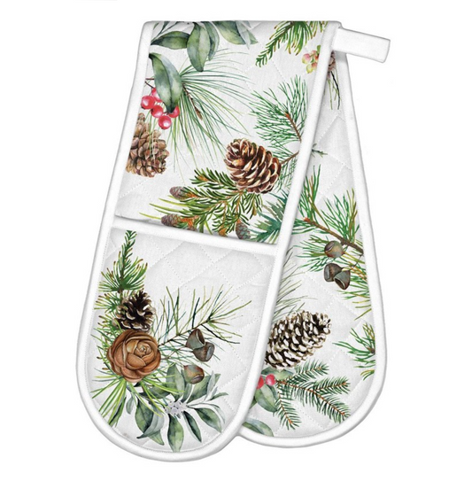 Double Cotton Oven Mitt - White Spruce