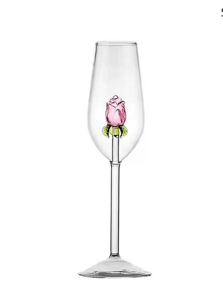 3D Pink Champagne Flute x2