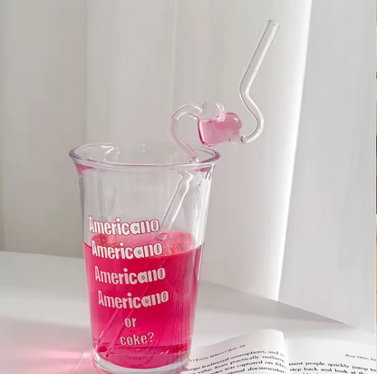 Reusable Heart Shaped Glass Straw