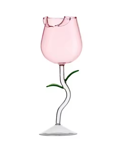 Verres à vin rouge en forme de rose x2