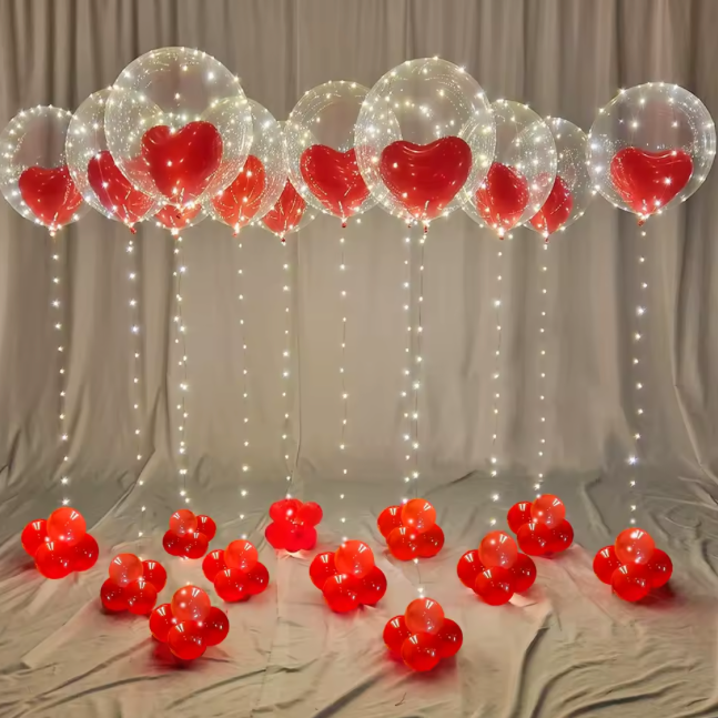 Floating heart balloon with LED lights x4