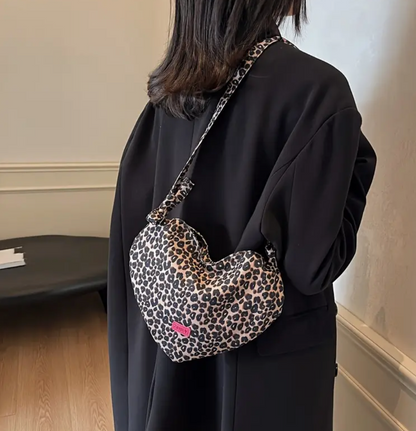 Leopard Print Heart Crossbody Bag